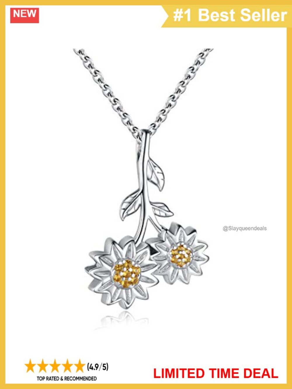 Sunflower Dual Urn Pendant Necklace 925 Sterling Silver Cremation Jewelry